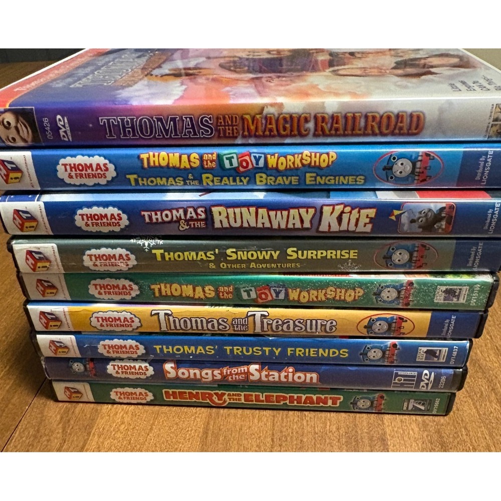 Thomas & Friends DVDs Lot of 9 Magic Railroad Runaway Kite Treasure Brave Engine